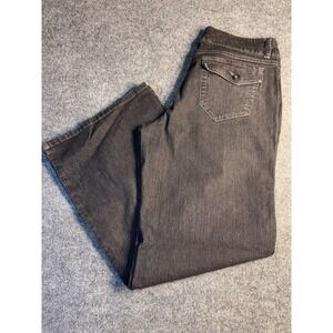 Jeanstar Premium Wide Leg Jeans Womens 12 Black Denim Flap Pocket 2 Button Fly